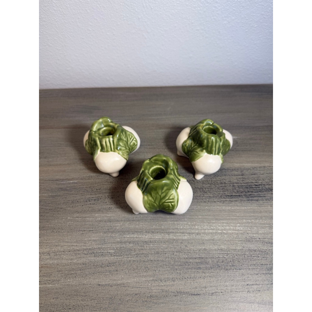 WILLIAMS SONOMA Farm Stand RADISH Tiny Taper Candle Holders Farmhouse Decor x 3